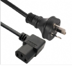 澳大利亞電源線三芯奧標10A插頭，IEC 60320 C13彎頭 右轉，左轉品子尾，電腦插，SAA認證安規標準AC電源連接線