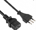 意大利電源線（IMQ電源線）三芯10A意大利插頭，CEI23-16安規標準，IEC 60320 C19母插，服務器，數據庫，PDU電源線,定制電線長度，IMQ VDE認證
