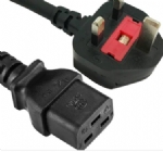 英國電源線 (UK電源) 帶保險絲，注塑式大英插頭，IEC 60320 C19母插，服務器，數據庫，PDU電源線， BSI1363A，ASTA安規認證
